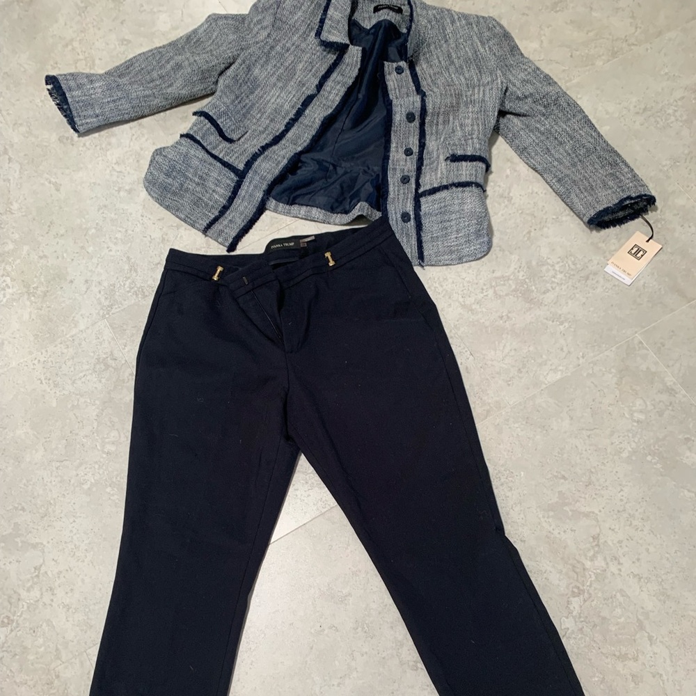 Ivanka Trump suit blazer and slacks NWT blue with fringe, super cute!